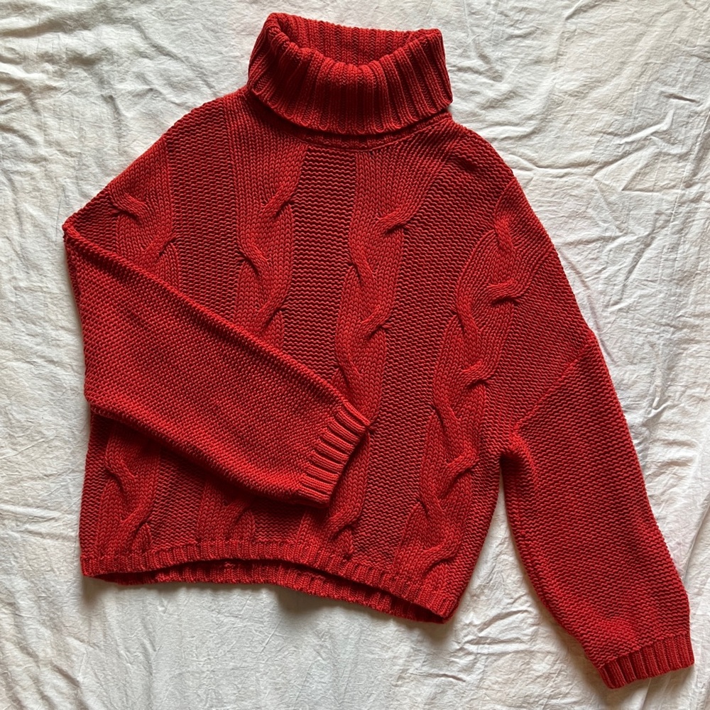 Red Turtleneck Sweater - Size M